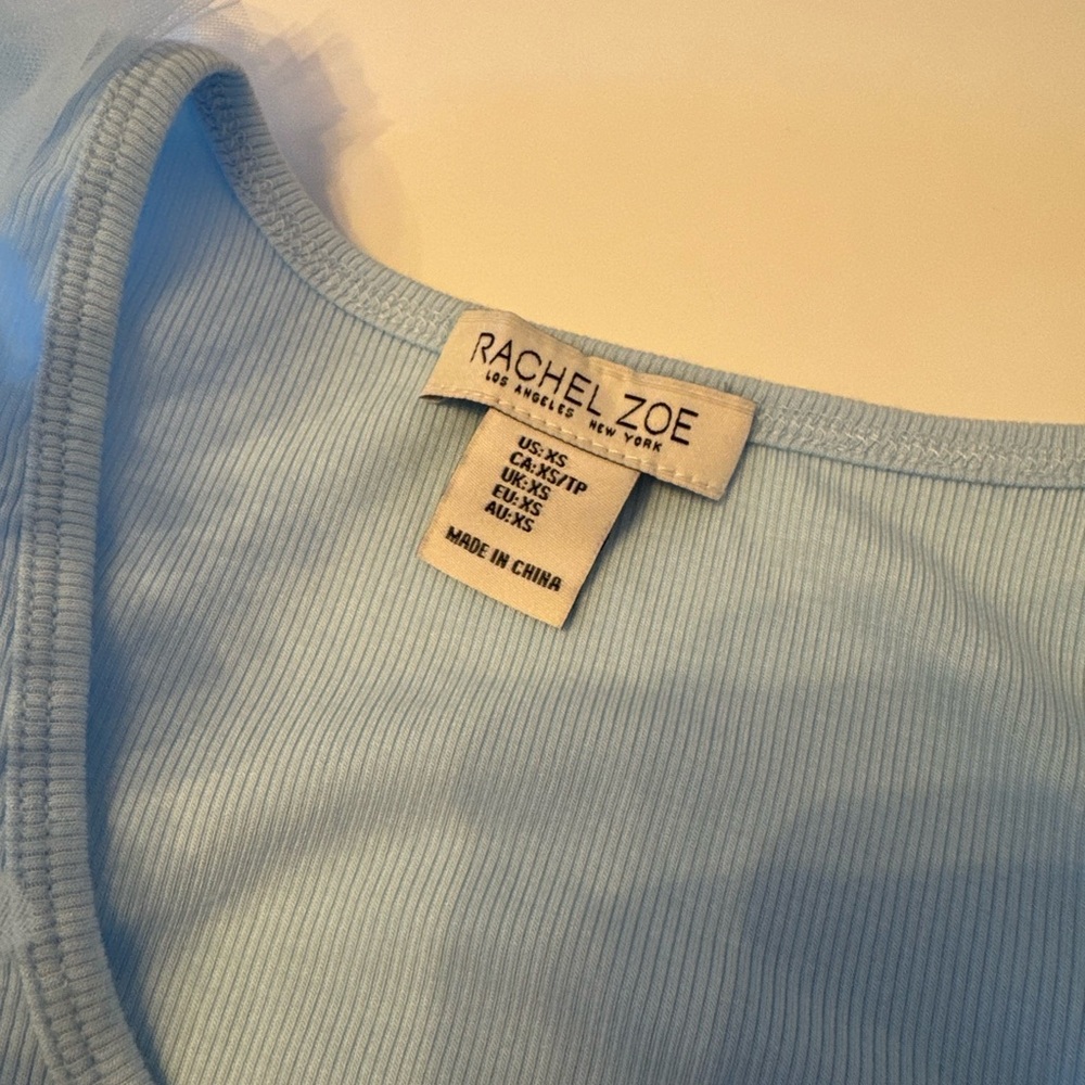 Rachel Zoe Sky Blue Ribbed Top - Picture 3 of 5
